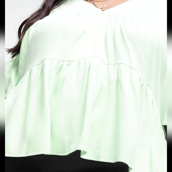 22 • Asos Curve • Tiered Smock Top With Frill Sleeve - Picture 9 of 10